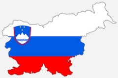 Slowenische Nationalfarben mit Umriss des Landes